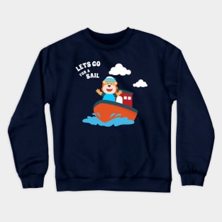 Cute lion the animal sailor on the boat Crewneck Sweatshirt